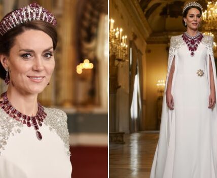 ROYAL PERFECTION PERSONIFIED! Oh. My. Goodness. Last night, HRH Princess Catherine absolutely mesmerized the world at the State Dinner — stepping out like pure royalty in a sparkling white gown that shimmered like starlight itself. But what truly left everyone speechless? That oversized ruby and diamond necklace — a breathtaking heirloom once worn by the late Queen, glistening with history, elegance, and power. Every camera flash, every glance in the room told the same story: Catherine has arrived. Her grace, her poise, and her quiet confidence outshone even the chandeliers of Windsor Castle. And let’s be honest — not even Queen Camilla could dream of wearing something this iconic. This wasn’t just a necklace… it was a crown in disguise, a reminder of legacy, love, and the timeless glamour of true royalty. The world can’t stop talking. The press is in awe. And fans everywhere are calling her look “one of the most dazzling royal moments of the decade.” If elegance had a face, it would be Princess Catherine, standing tall in white, wrapped in the jewels of history — glowing like the Queen she was always meant to be ROYAL PERFECTION PERSONIFIED! Oh. My. Goodness. Last night, HRH Princess Catherine absolutely mesmerized the world at the State Dinner — stepping out like pure royalty in a sparkling white gown that shimmered like starlight itself. But what truly left everyone speechless? That oversized ruby and diamond necklace — a breathtaking heirloom once worn by the late Queen, glistening with history, elegance, and power. Every camera flash, every glance in the room told the same story: Catherine has arrived. Her grace, her poise, and her quiet confidence outshone even the chandeliers of Windsor Castle. And let’s be honest — not even Queen Camilla could dream of wearing something this iconic. This wasn’t just a necklace… it was a crown in disguise, a reminder of legacy, love, and the timeless glamour of true royalty. The world can’t stop talking. The press is in awe. And fans everywhere are calling her look “one of the most dazzling royal moments of the decade.” If elegance had a face, it would be Princess Catherine, standing tall in white, wrapped in the jewels of history — glowing like the Queen she was always meant to be