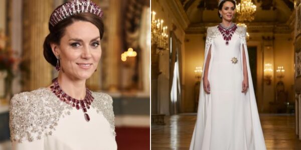 ROYAL PERFECTION PERSONIFIED! Oh. My. Goodness. Last night, HRH Princess Catherine absolutely mesmerized the world at the State Dinner — stepping out like pure royalty in a sparkling white gown that shimmered like starlight itself. But what truly left everyone speechless? That oversized ruby and diamond necklace — a breathtaking heirloom once worn by the late Queen, glistening with history, elegance, and power. Every camera flash, every glance in the room told the same story: Catherine has arrived. Her grace, her poise, and her quiet confidence outshone even the chandeliers of Windsor Castle. And let’s be honest — not even Queen Camilla could dream of wearing something this iconic. This wasn’t just a necklace… it was a crown in disguise, a reminder of legacy, love, and the timeless glamour of true royalty. The world can’t stop talking. The press is in awe. And fans everywhere are calling her look “one of the most dazzling royal moments of the decade.” If elegance had a face, it would be Princess Catherine, standing tall in white, wrapped in the jewels of history — glowing like the Queen she was always meant to be ROYAL PERFECTION PERSONIFIED! Oh. My. Goodness. Last night, HRH Princess Catherine absolutely mesmerized the world at the State Dinner — stepping out like pure royalty in a sparkling white gown that shimmered like starlight itself. But what truly left everyone speechless? That oversized ruby and diamond necklace — a breathtaking heirloom once worn by the late Queen, glistening with history, elegance, and power. Every camera flash, every glance in the room told the same story: Catherine has arrived. Her grace, her poise, and her quiet confidence outshone even the chandeliers of Windsor Castle. And let’s be honest — not even Queen Camilla could dream of wearing something this iconic. This wasn’t just a necklace… it was a crown in disguise, a reminder of legacy, love, and the timeless glamour of true royalty. The world can’t stop talking. The press is in awe. And fans everywhere are calling her look “one of the most dazzling royal moments of the decade.” If elegance had a face, it would be Princess Catherine, standing tall in white, wrapped in the jewels of history — glowing like the Queen she was always meant to be