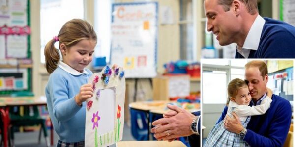 Princess Charlotte gave Prince William a moment the world was never meant to witness — no photographers, no balcony, no anthem — just a quiet schoolroom and a handmade gift from a daughter to her father. William reportedly walked in expecting a routine classroom visit, only to watch Charlotte stand, cheeks pink with nerves, and offer something she had made with her own hands — something said to carry a message only he would understand. He froze, eyes glassy, as she whispered, “This is for you, Daddy.” He dropped to one knee, hugged her, and managed only, “You’ve given me more than you know.” No crown. No script. Just a father undone by the simplest act of love. And now the question hanging in royal circles is this — what was in that tiny handmade gift that could move a future king to silence? Princess Charlotte gave Prince William a moment the world was never meant to witness — no photographers, no balcony, no anthem — just a quiet schoolroom and a handmade gift from a daughter to her father. William reportedly walked in expecting a routine classroom visit, only to watch Charlotte stand, cheeks pink with nerves, and offer something she had made with her own hands — something said to carry a message only he would understand. He froze, eyes glassy, as she whispered, “This is for you, Daddy.” He dropped to one knee, hugged her, and managed only, “You’ve given me more than you know.” No crown. No script. Just a father undone by the simplest act of love. And now the question hanging in royal circles is this — what was in that tiny handmade gift that could move a future king to silence?