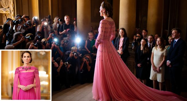 Princess Catherine just appeared in a breathtaking pink gown that had the entire royal court — and the internet — in awe. Around her neck? None other than Queen Elizabeth II’s Ruby & Diamond Floral Bandeau Necklace, a masterpiece of royal heritage never before seen on Queen Camilla. As Catherine stepped into the room, the light caught the necklace — and for a moment, it felt as though the spirit of the late Queen was right there beside her. The elegance. The symbolism. The quiet power.  Social media can’t stop talking — hashtags are already trending worldwide, and royal watchers are calling it “the most iconic fashion moment of the year.” Because when Princess Catherine walks into a room… the world doesn’t just look — it listens