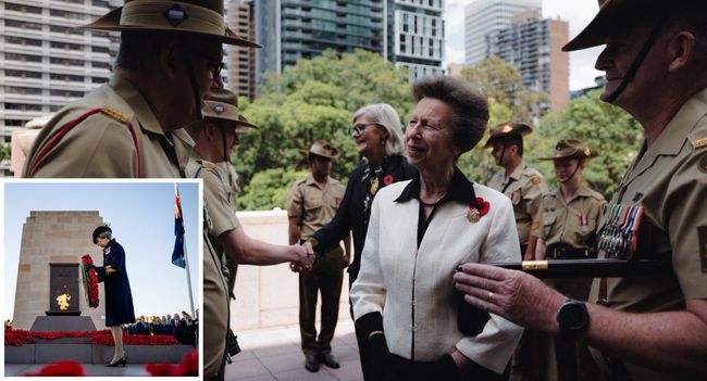 “Lest We Forget.” Today, hearts across Australia and New Zealand united in remembrance of all those who gave their lives in service to their country. At the ANZAC Memorial in Sydney, Her Royal Highness The Princess Royal paid a deeply moving tribute — laying a wreath of red poppies in honor of the brave men and women who never returned home. With quiet dignity and respect, she bowed her head as the crowd fell silent, the haunting sound of The Last Post echoing through the memorial grounds. Dressed in elegant navy, The Princess Royal took time to speak personally with veterans and serving troops, listening to their stories of courage and sacrifice. Those who were present described the moment as “incredibly humbling” — a rare, heartfelt connection between a member of the Royal Family and the heroes who have carried the ANZAC spirit through generations. This poignant visit marks the beginning of Her Royal Highness’s four-day tour of Australia, highlighting her lifelong commitment to honoring service, strengthening community ties, and preserving remembrance traditions that transcend borders. For a few powerful moments, history, respect, and gratitude came together beneath the Australian sun — a reminder that their sacrifice will never be forgotten “Lest We Forget.” Today, hearts across Australia and New Zealand united in remembrance of all those who gave their lives in service to their country. At the ANZAC Memorial in Sydney, Her Royal Highness The Princess Royal paid a deeply moving tribute — laying a wreath of red poppies in honor of the brave men and women who never returned home. With quiet dignity and respect, she bowed her head as the crowd fell silent, the haunting sound of The Last Post echoing through the memorial grounds. Dressed in elegant navy, The Princess Royal took time to speak personally with veterans and serving troops, listening to their stories of courage and sacrifice. Those who were present described the moment as “incredibly humbling” — a rare, heartfelt connection between a member of the Royal Family and the heroes who have carried the ANZAC spirit through generations. This poignant visit marks the beginning of Her Royal Highness’s four-day tour of Australia, highlighting her lifelong commitment to honoring service, strengthening community ties, and preserving remembrance traditions that transcend borders. For a few powerful moments, history, respect, and gratitude came together beneath the Australian sun — a reminder that their sacrifice will never be forgotten