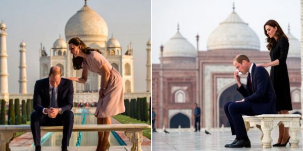 “Tears at the Taj.” What should have been a simple photo became something far heavier. On the same marble bench where Princess Diana once sat in lonely silence, Prince William stopped — and the past visibly caught up with him. Cameras captured the moment he reached for his face, wiping his eyes before shielding himself behind sunglasses… not from the blazing sun, witnesses said, but from a memory that still burns. The atmosphere shifted instantly. Even bystanders fell quiet. “He wasn’t just paying tribute,” one onlooker murmured. “He was reliving her.” For William, this was not a media stop — it was a return to the exact place where his mother’s private pain became public record. And just as his composure slipped, Catherine leaned in and whispered something soft and steady — nine words that brought him back, and left everyone wondering what she said “Tears at the Taj.” What should have been a simple photo became something far heavier. On the same marble bench where Princess Diana once sat in lonely silence, Prince William stopped — and the past visibly caught up with him. Cameras captured the moment he reached for his face, wiping his eyes before shielding himself behind sunglasses… not from the blazing sun, witnesses said, but from a memory that still burns. The atmosphere shifted instantly. Even bystanders fell quiet. “He wasn’t just paying tribute,” one onlooker murmured. “He was reliving her.” For William, this was not a media stop — it was a return to the exact place where his mother’s private pain became public record. And just as his composure slipped, Catherine leaned in and whispered something soft and steady — nine words that brought him back, and left everyone wondering what she said