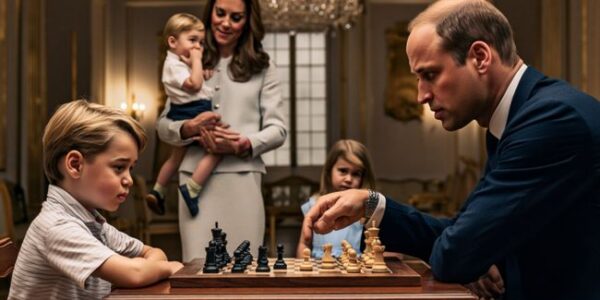 Escaping From The Gossip And Power Struggles Out There! Prince William peacefully played chess with his wife and children with little Prince George, making that moment deeply imprinted in the father’s heart. A chess move was William’s happiest and most peaceful moment. Although he did not know the outcome, the process of experiencing this chess game made him forget all the worries out there. A simple but extremely warm action of Prince George with his father made him extremely emotional and hugged his son.