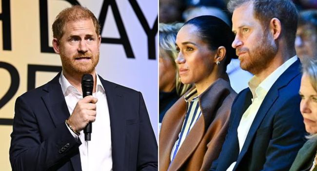 “PRINCE HARRY’S EMOTIONAL COLLAPSE ON STAGE: Fans Stunned as He Looks ‘Sad, Anxious & Tired’ While Accepting Humanitarian Award With Meghan” What was meant to be a night of glory turned into a moment no one could forget. As Meghan beamed beside him, Prince Harry stepped on stage — pale, tense, eyes hollow — looking nothing like the jubilant hero the crowd expected. Witnesses say his hands trembled slightly as he adjusted the microphone, his smile fading before it even formed. The applause roared, yet his gaze drifted downward, as though he was hearing a different kind of noise — one only he could feel. Meghan reached for his arm; he barely responded. “It was like watching a man haunted,” one attendee whispered. After the ceremony, insiders say Meghan was seen wiping her eyes, whispering something to him before they disappeared backstage. But the real shock came minutes later — when a hot mic reportedly picked up Harry saying just six words that left staff frozen in place. What did he say that turned a celebration into a royal mystery?… Find out below 👇