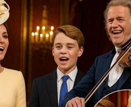 PRINCESS KATE, ANDRÉ RIEU & PRINCE GEORGE SHARE A STAGE IN A MOMENT THAT REDEFINED MAJESTY!!! What began as a polished evening of classical grandeur at the Royal Albert Hall turned into a once-in-a-lifetime royal spectacle — one that no one, not even the orchestra, saw coming. As André Rieu lifted his baton, the lights dimmed — and to everyone’s astonishment, Princess Kate stepped forward, radiant in a shimmering sapphire gown, and took her place beside the world-renowned maestro. Moments later, Prince George appeared by her side, violin in hand. The audience fell silent. Then came the first notes — a haunting waltz that carried both grace and legacy. Kate’s poise, George’s trembling focus, and Rieu’s guiding presence transformed the hall into something sacred — not just a concert, but a passing of the torch. Critics are already calling it “the most moving royal performance in modern history.”