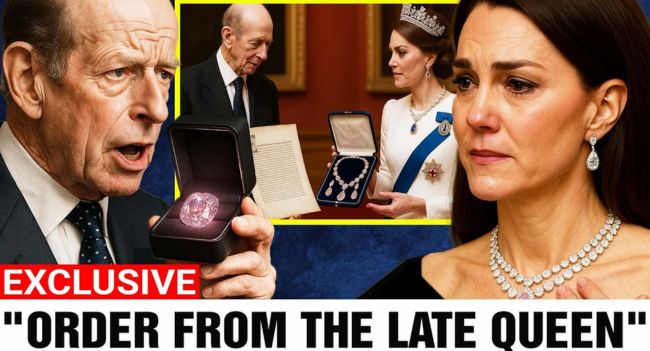 On his sickbed at 89, the Duke of Kent dropped a secret the Palace never meant to surface—a “hidden order” from the late Queen and a rare pink diamond specifically designated for Catherine.  The source said the revelation occurred during a private visit before he became ill: The Queen had left a verbal order regarding Catherine, along with a rare ruby ​​that had never been published in any estate—and it was not part of the will that was made public.  What brought the room to a standstill was not the stone—but the exact phrase the Queen requested be passed on to Catherine “in due course.”