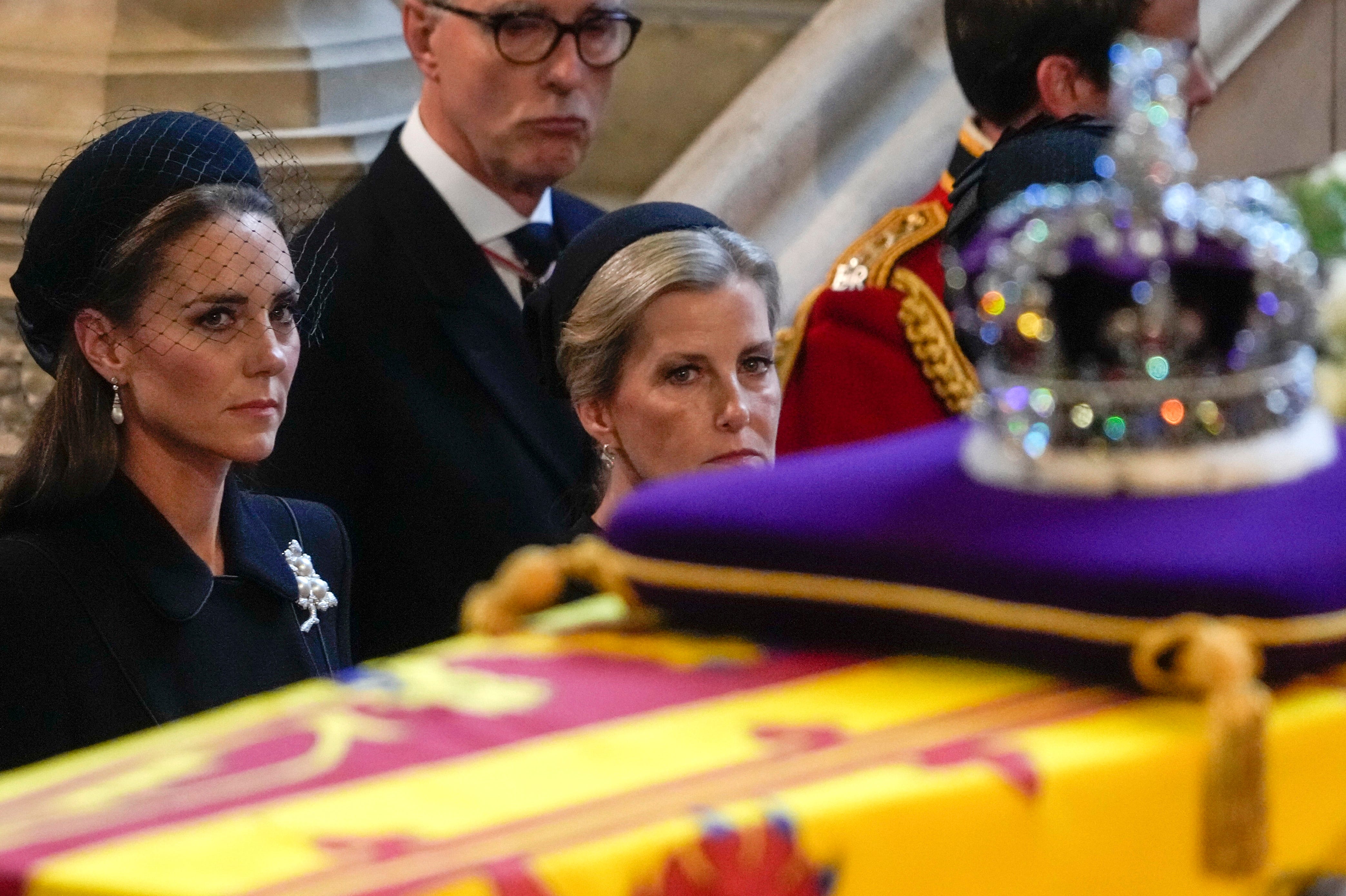 Kate Middleton Makes a Solemn Appearance During Procession for Queen Elizabeth