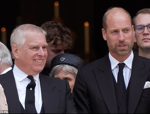 Prince William is said to want rid of Prince Andrew (pictured together after the Duchess of Kent's funeral last month) and he and Kate can't 'abide' him, according to Tina Brown