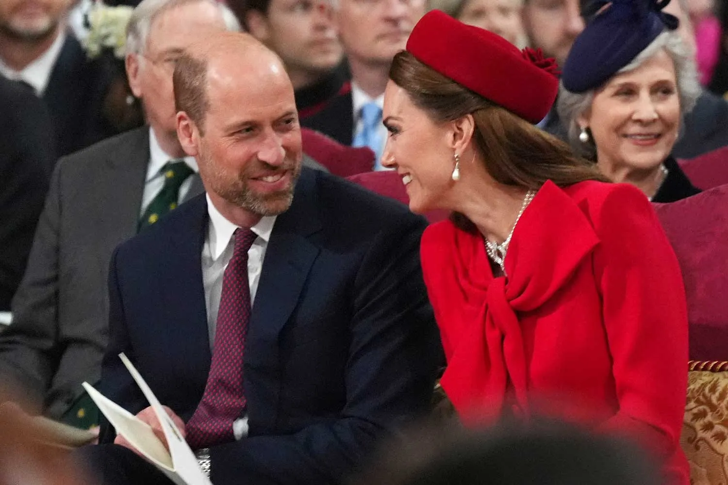 Prince William, Prince of Wales and Catherine, Princess of Wales attend the Commonwealth Day Service of Celebration at Westminster Abbey on March 10, 2025 in London, England.