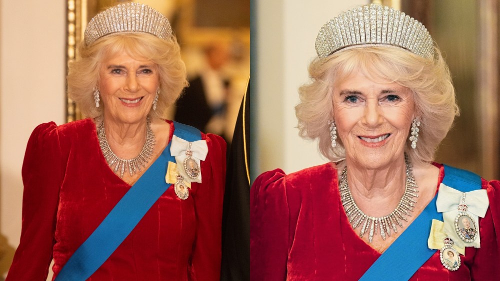 Queen Camilla Wears Queen Elizabeth's Diamond Tiara at State Dinner