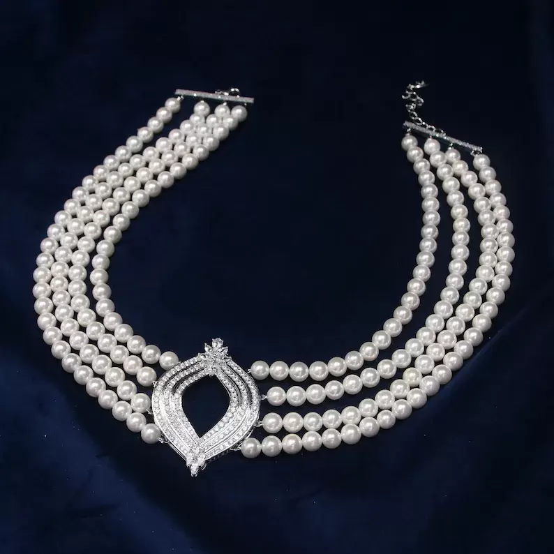 Queen Elizabeth II Four Row Japanese Pearl Choker - Kate Middleton Jewelry - Kate's Closet