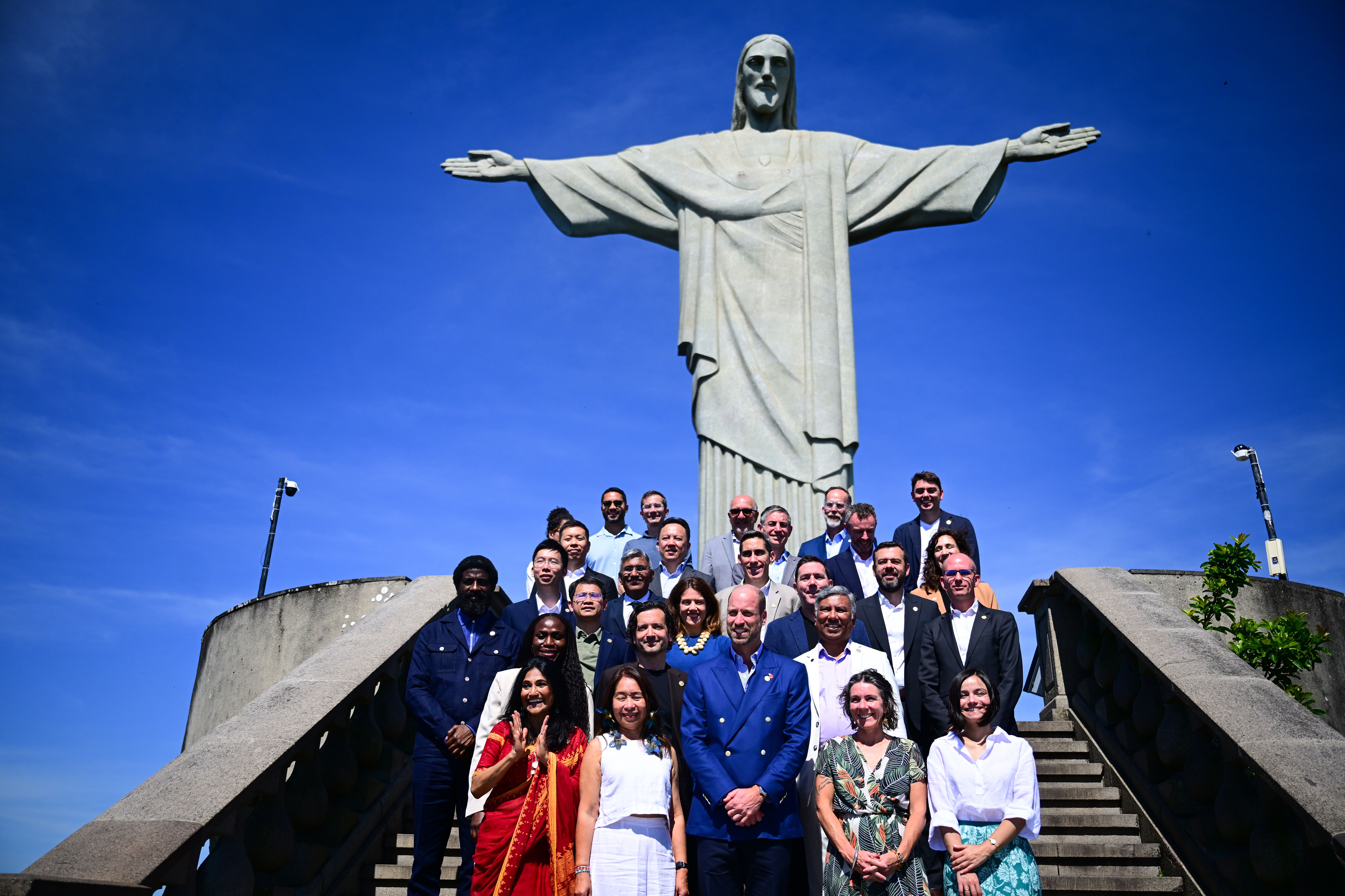 Prince William stood with the Earthshot Prize finalists in front of the Christ the Redeemer statue