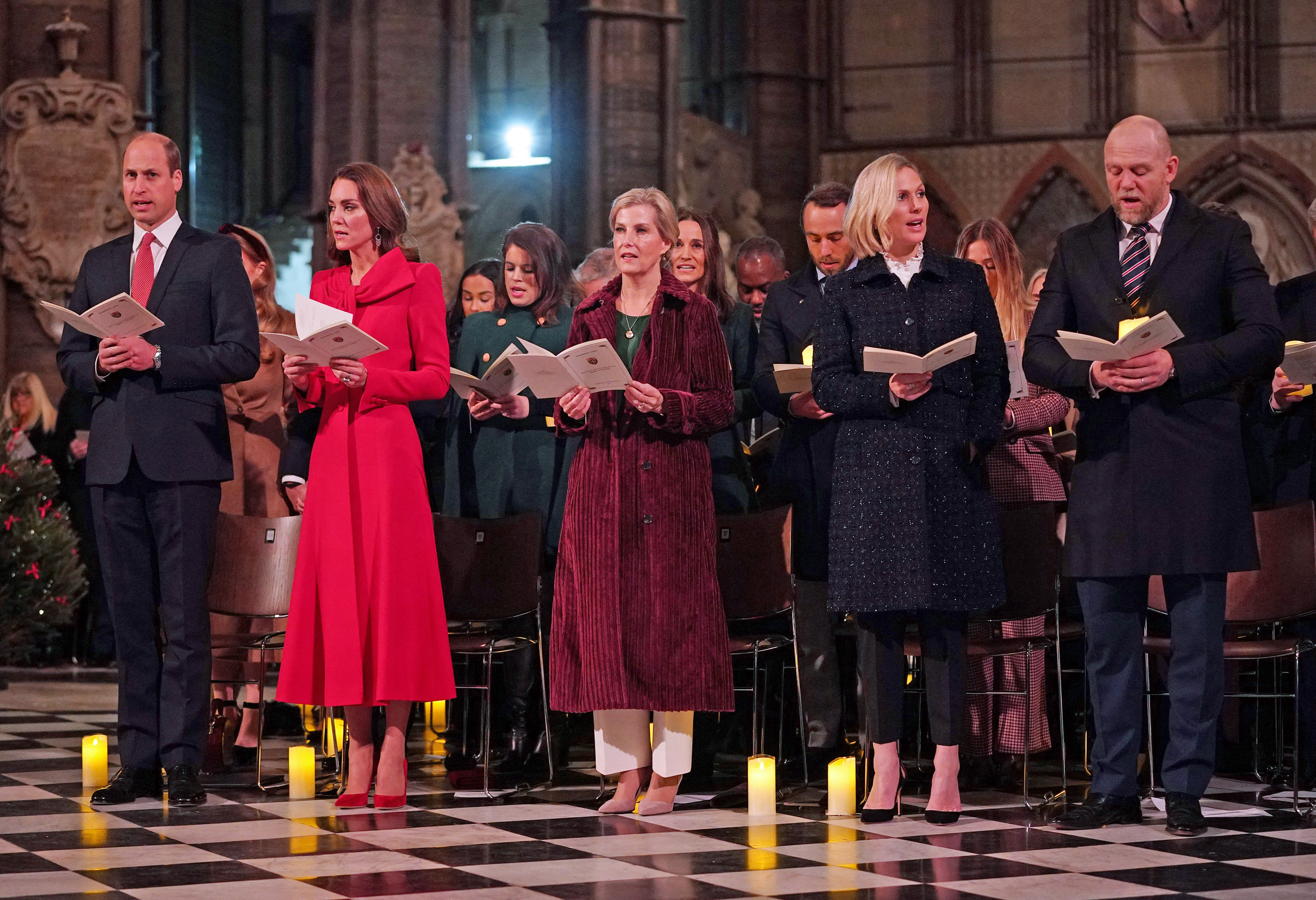 Prince William and Kate Middleton singing songs in church with Duchess Sophie, Zara Tindall and Mike Tindall