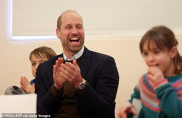 William was seen clapping and cheering for the comedy acts as he rounded out a day full of engagements in North Wales