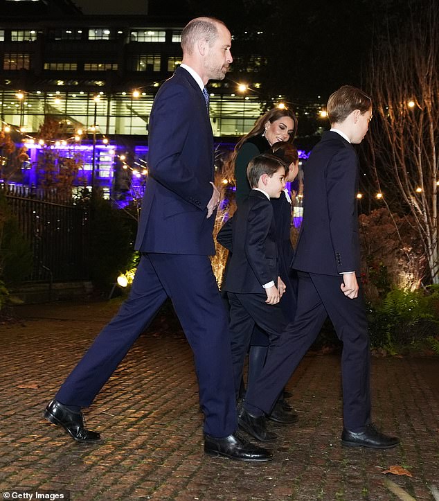 The Prince and Princess of Wales made their way into Westminster Abbey with Prince George, Princess Charlotte and Prince Louis