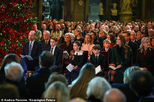 The Prince and Princess of Wales were joined by their children and other members of the Royal Family tonight