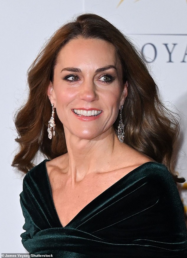 Kate, 43, was resplendent as she returned to the red carpet after completing cancer treatment when she attended the Royal Variety Performance in November