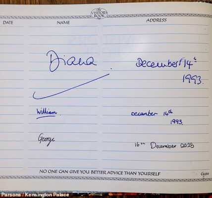 “I WISH GRANNY WERE HERE, DADDY” — Prince George’s Sweet Reaction to Seeing Princess Diana’s Signature During Christmas Charity Visit Moves Fans To Tears