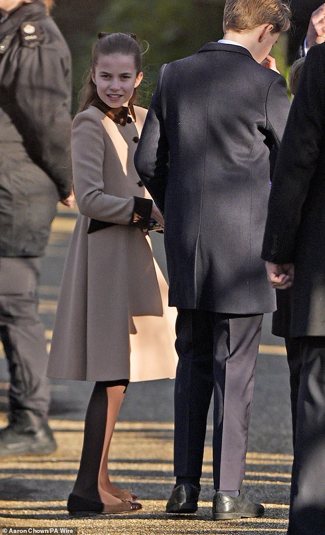 Social media users compared the young royal to her mother in posts on X, as one person noted Charlotte 'handled the crowds like a true pro'