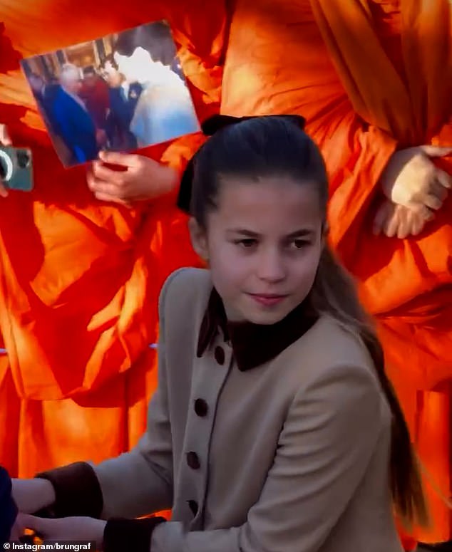 In a video from the Norfolk estate, the 10-year-old daughter of the Prince and Princess of Wales can be seen stepping forward from her siblings to embrace a delighted member of the public