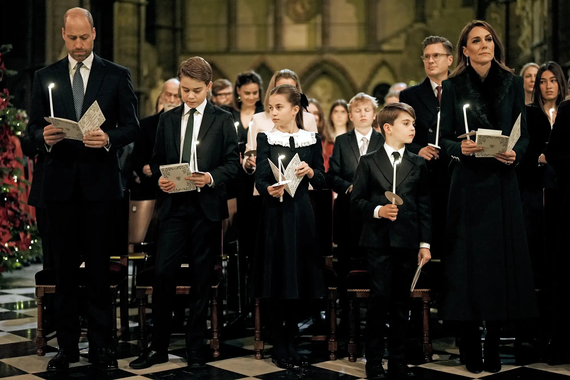 The Prince and Princess of Wales and their children Prince George, Princess Charlotte and Prince Louis (right) during the Together At Christmas carol service at Westminster Abbey on December 5, 2025 in London, England. Led by The Princess and supported by The Royal Foundation, the annual event offered a chance to pause and reflect on the values of love, compassion, and the connections we share. The service also highlighted remarkable individuals from across the UK who have demonstrated extraordinary kindness, empathy, and support within their communities.