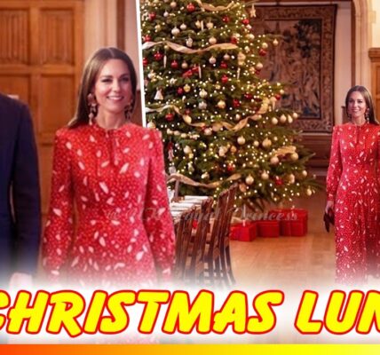 She didn’t make a speech. She didn’t step forward. She didn’t need to. The moment Catherine, Princess of Wales arrived at the Palace Christmas lunch, the room shifted. Cameras paused. Conversations stalled. And within minutes, one detail dominated every discussion — her striking red satin dress. Sleek. Festive. Unmistakably confident. Under the palace lights, the fabric shimmered with quiet authority — not flashy, not theatrical, but perfectly balanced between classic royal elegance and modern assurance. Royal watchers immediately took notice, calling it everything from a “future Queen statement” to one of her boldest holiday fashion choices to date. But the color wasn’t the only thing sending a message. Observers say the look subtly signaled something deeper — Catherine’s growing comfort in her role, her confidence in visibility, and her quiet command within the royal family as Christmas approaches. There were no excess accessories. No distractions. Just clean lines, intentional styling, and the kind of presence that doesn’t ask for attention — it receives it. Why red? Why now? And why are so many calling this one of her most meaningful fashion moments yet? Royal fashion is never accidental — and this look may have said far more than it appeared to at first glance She didn’t make a speech. She didn’t step forward. She didn’t need to. The moment Catherine, Princess of Wales arrived at the Palace Christmas lunch, the room shifted. Cameras paused. Conversations stalled. And within minutes, one detail dominated every discussion — her striking red satin dress. Sleek. Festive. Unmistakably confident. Under the palace lights, the fabric shimmered with quiet authority — not flashy, not theatrical, but perfectly balanced between classic royal elegance and modern assurance. Royal watchers immediately took notice, calling it everything from a “future Queen statement” to one of her boldest holiday fashion choices to date. But the color wasn’t the only thing sending a message. Observers say the look subtly signaled something deeper — Catherine’s growing comfort in her role, her confidence in visibility, and her quiet command within the royal family as Christmas approaches. There were no excess accessories. No distractions. Just clean lines, intentional styling, and the kind of presence that doesn’t ask for attention — it receives it. Why red? Why now? And why are so many calling this one of her most meaningful fashion moments yet? Royal fashion is never accidental — and this look may have said far more than it appeared to at first glance