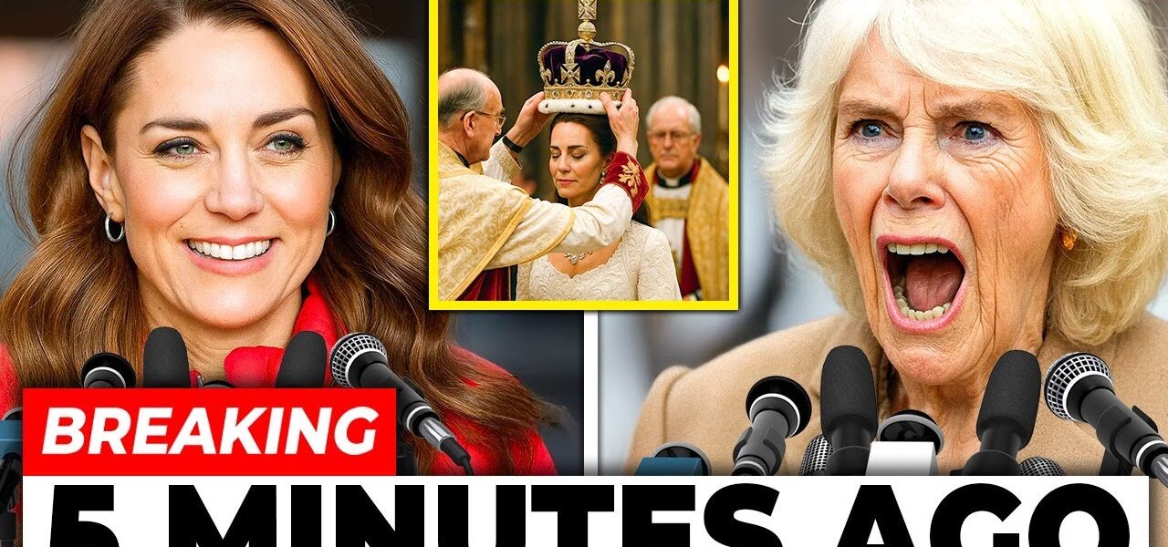 “ROYAL POWER TWIST: Camilla COLLAPSES IN A CLOSE ROOM AS Charles Secretly Gives Catherine the Title of ‘THE REAL QUEEN’” The supposedly “unusually quiet” meeting exploded when King Charles placed a sealed red envelope on the table, containing a decision that shook the entire palace: Catherine would be seen as “the real Queen” in the eyes of the king. No one had time to react when Camilla opened the door, walked in, saw the document, and immediately fell to her knees as if the ground beneath her feet had disappeared. Advisors rushed in, one blowing air, another holding her hand, but Camilla’s eyes widened in a way no one had ever seen before. In the chaos, Catherine appeared—intending to discuss charity—but instead found Camilla trembling, and Charles clutching the hands of his wife and son as if to calm the shaking world around him. A piece of paper fell from the file, brushing past Catherine’s feet like a piece of fate; Just a short line of text on it was enough to make the aides panic and scramble to cover it, because the content carried the weight of changing the position of an entire dynasty in an instant. The atmosphere was so suffocating that everyone stood still, except for Camilla’s gasp and Catherine’s slightly trembling hand as she picked up the envelope Charles gave her. The drama continued to escalate immediately after that – hurried footsteps, slamming doors and an internal announcement that almost “paralyzed” the entire palace for several hours.