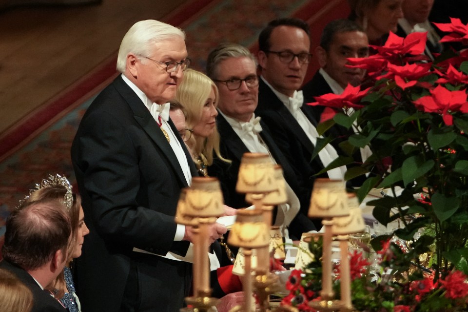 Germany's President Frank-Walter Steinmeier delivering a speech during a State Banquet at Windsor Castle.