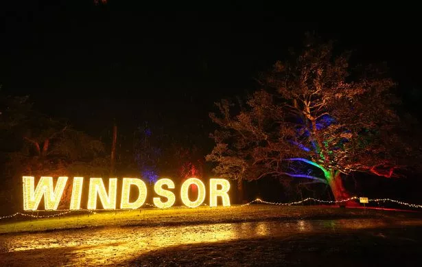 View of an illuminated Windsor sign 