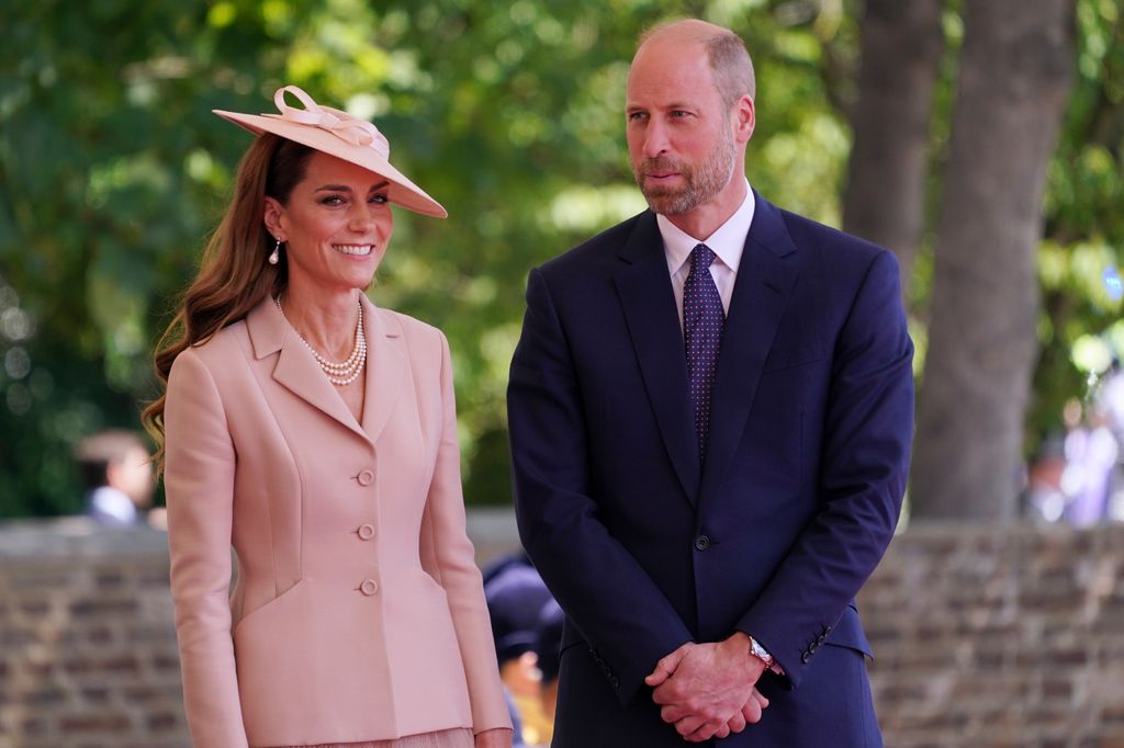William and Kate smiling during French state visit in Windsor