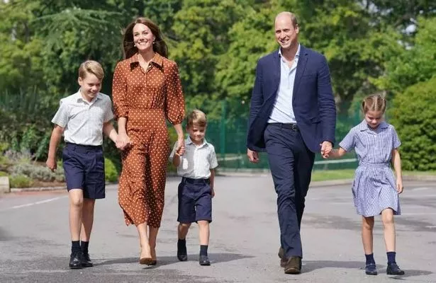 Prince William and Kate Middleton walking with their three kids (left to right) - Prince George, Prince Louis and Princess Charlotte