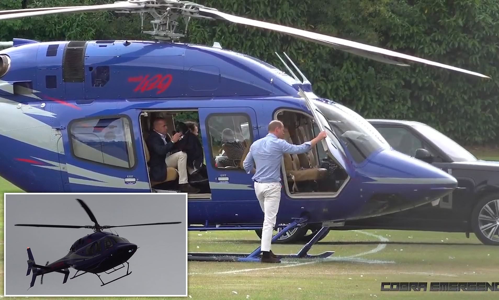 Princess Charlotte waves from the back of helicopter as Prince William completes 'perfect' landing | Daily Mail Online