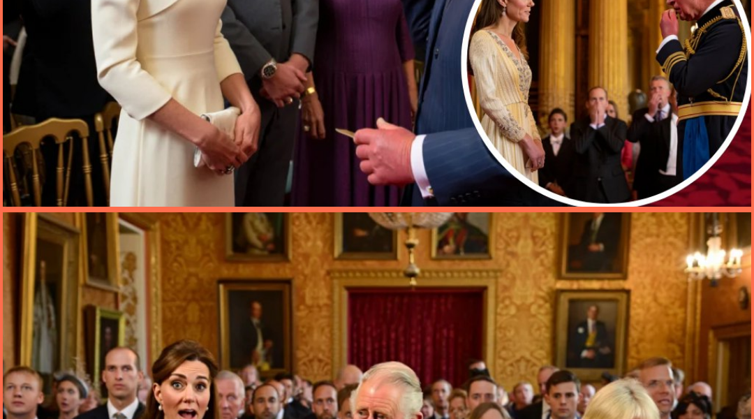 ROYAL EARTHQUAKE AT THE PALACE! FREEZE FRAME. The gilded chamber was silent. Courtiers shifted nervously. Cameras caught the moment King Charles cleared his throat… and changed royal history with a single sentence. In front of William, Camilla, and the watching world, the King declared that Catherine, Princess of Wales, would be crowned in spirit as the rightful torchbearer of the late Queen’s legacy. Gasps filled the palace halls. 💎 Royal experts are calling it “a direct blow to Camilla.” Across Britain, crowds poured into the streets, cheering Kate — no longer just a princess, but the heart and face of the Crown itself