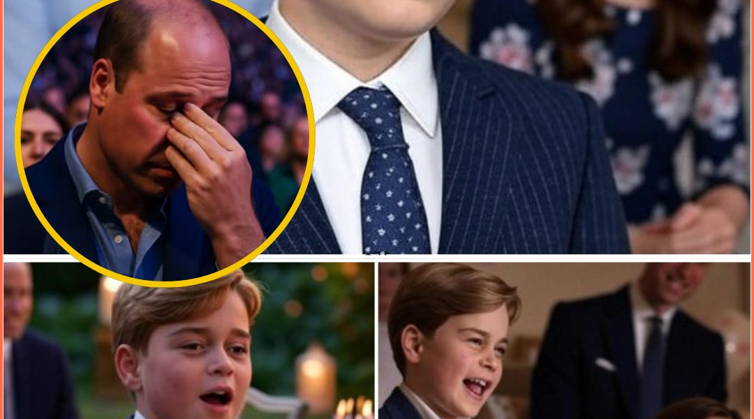 “Dad, this song is for you” — And the entire royal garden fell silent… On Prince William’s 43rd birthday, all eyes were on the candlelit banquet beneath ancient oak trees at Windsor Castle. But no one knew the true heartbeat of the evening was yet to come—a heartbeat pulsing with fatherly love. As the sun dipped below the horizon, young Prince George quietly stepped onto the small stage. He gave his mother—Princess Catherine—a gentle squeeze of the hand, then began to sing: “You Raise Me Up” flowed softly, like a breath, trembling with the weight of truth. William was frozen. In that moment, he wasn’t a prince. He wasn’t even a father. He was simply a man, overwhelmed by the purest gift imaginable: the love of his son. And in that silent garden, no crown in the world could shine brighter than the embrace between a father and his boy.
