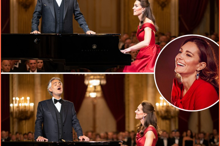 The Entire Ballroom Fell Silent as Princess Kate Sat at the Piano – Then Andrea Bocelli Appeared from the Shadows in a Royal Night of Unforgettable Grace