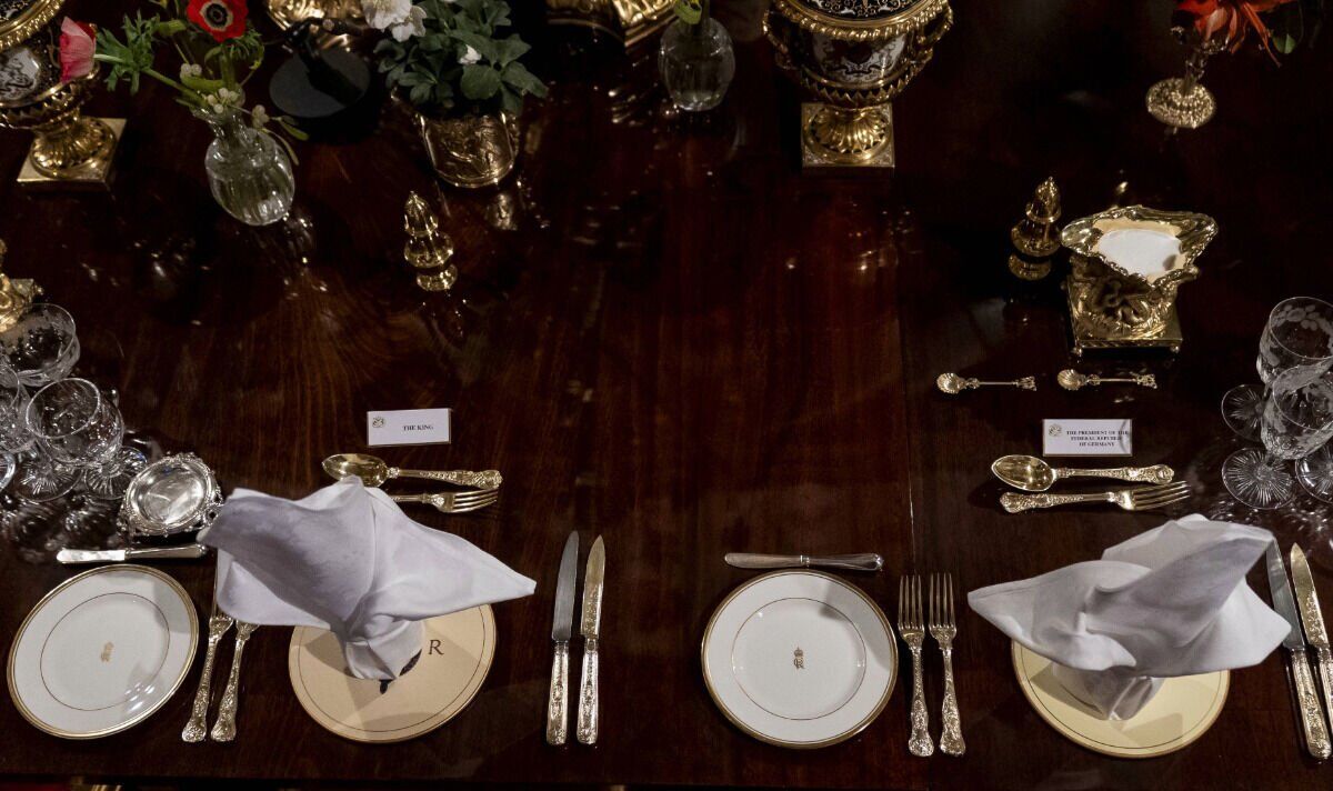 King Charles's place setting for tonight King Charles's place setting for tonight