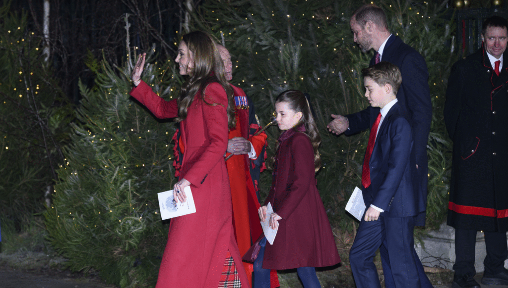 Kate, William, George and Charlotte at Together at Christmas carol service