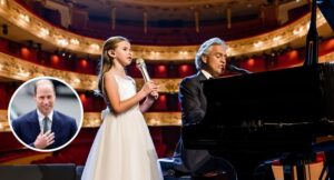 “THE ROYAL TEARS” — Princess Charlotte’s 4 Words to Prince William Sparked a Moment the World Can’t Stop Watching… Prince William’s 43rd birthday seemed like a small, intimate affair at Windsor—until Princess Charlotte, dressed in a pale blue dress, stepped forward. She leaned in, whispered four words to her father… then turned and held Andrea Bocelli’s hand. Seconds later, the scene fell silent—and then Charlotte’s clear voice rang out, joining the legendary Bocelli in an unexpected duet. As the final notes faded into the wind, tears fell—not just from William, but from everyone present. Even Bocelli bowed his head, quietly wiping his eyes. But what left millions of viewers “frozen” was William’s reaction afterward—an act so simple yet so profound that it brought Britain to tears. No one expected the four words Charlotte whispered to be a promise that would shake the hearts of the royal family.