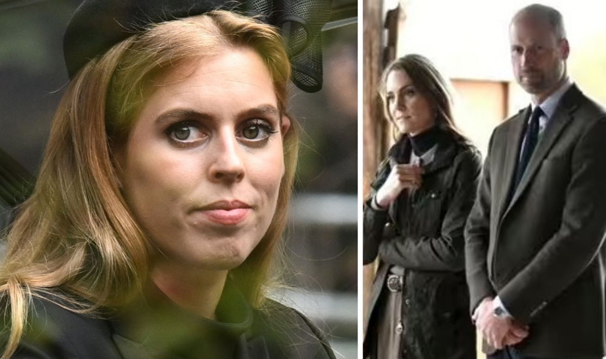 split picture of Princess Kate, Prince William and Beatrice