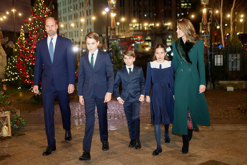 london, england december 05: prince william, prince of wales, prince george of wales, prince louis of wales, princess charlotte of wales and catherine, princess of wales attend the together at christmas carol service at westminster abbey on december 05, 2025 in london, england. led by the princess and supported by the royal foundation, the annual event offered a chance to pause and reflect on the values of love, compassion, and the connections we share. the service also highlighted remarkable individuals from across the uk who have demonstrated extraordinary kindness, empathy, and support within their communities. (photo by chris jackson/getty images)