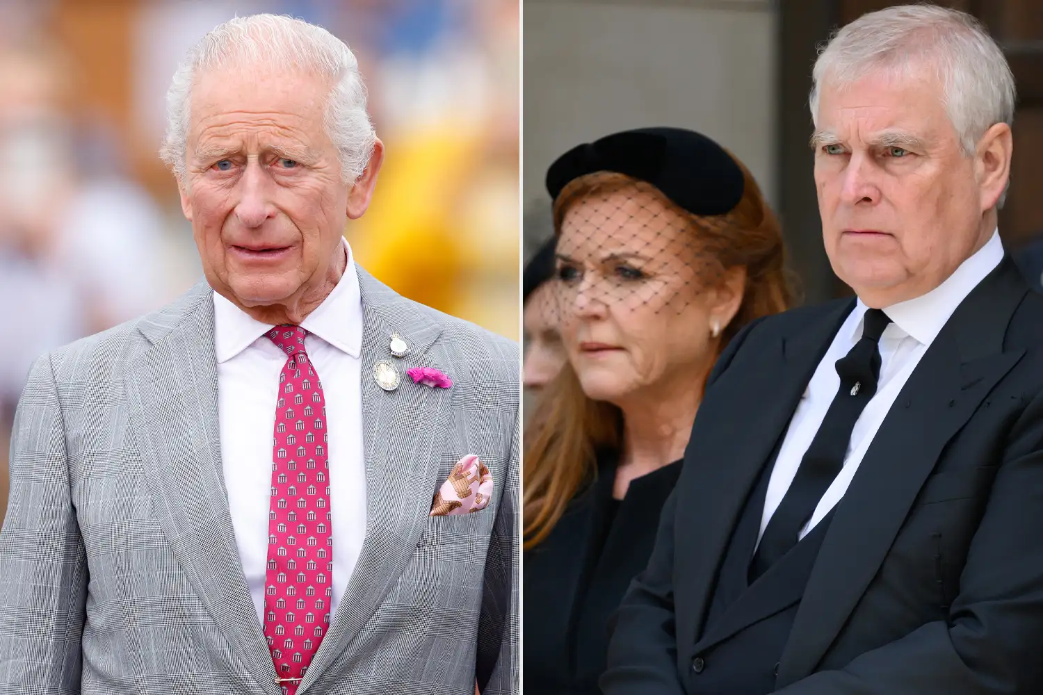 King Charles III visits the Sandringham Flower Show 2025 at Sandringham House on July 23, 2025 in King's Lynn, England.; Prince Andrew, Duke of York and Sarah Ferguson, Duchess of York attend the funeral of Katharine, Duchess of Kent at Westminster Cathedral on September 16, 2025 in London, England. Katharine, Duchess of Kent was married to Prince Edward, Duke of Kent, the first cousin of Queen Elizabeth II. She died on September 4 at the age of 92 at Kensington Palace surrounded by her family. Having converted to Catholicism in 1994, her funeral takes place at Westminster Cathedral and is the first Catholic funeral to be held for a member of the royal family in modern British history. Her Royal Highness will be laid to rest at the Royal Burial Ground at Frogmore, Windsor.