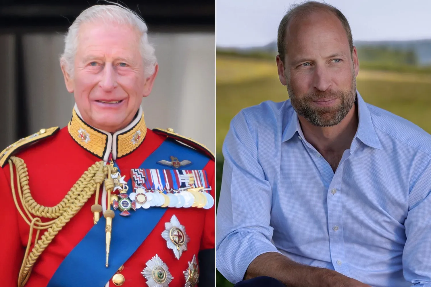 Queen Camilla and King Charles III o the balcony at Buckingham Palace during Trooping The Colour 2025 on June 14, 2025 in London, England. Trooping The Colour is a ceremonial parade celebrating the official birthday of the British Monarch. The event features over 1,400 soldiers and officers, accompanied by 200 horses. More than 400 musicians from ten different bands and Corps of Drums march and while performing; Prince William Birthday portrait