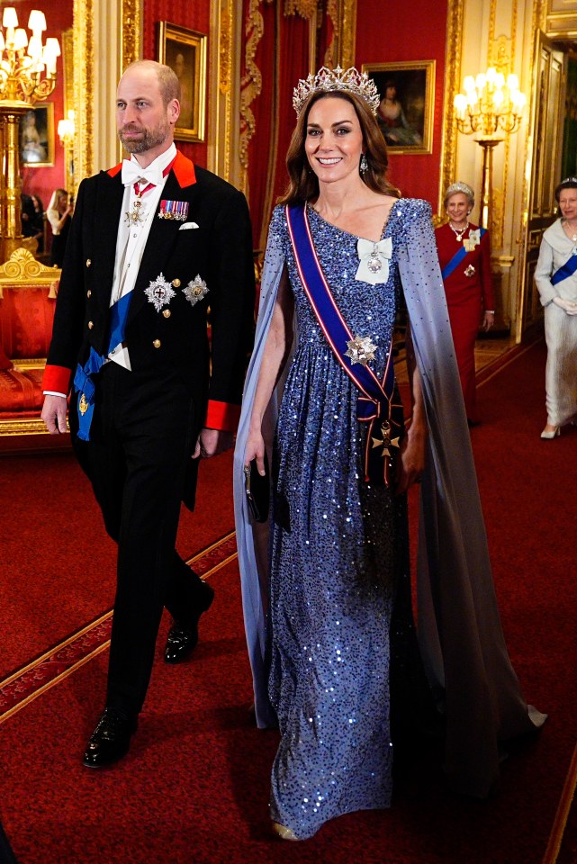 Prince and Princess of Wales at a state banquet at Windsor Castle.