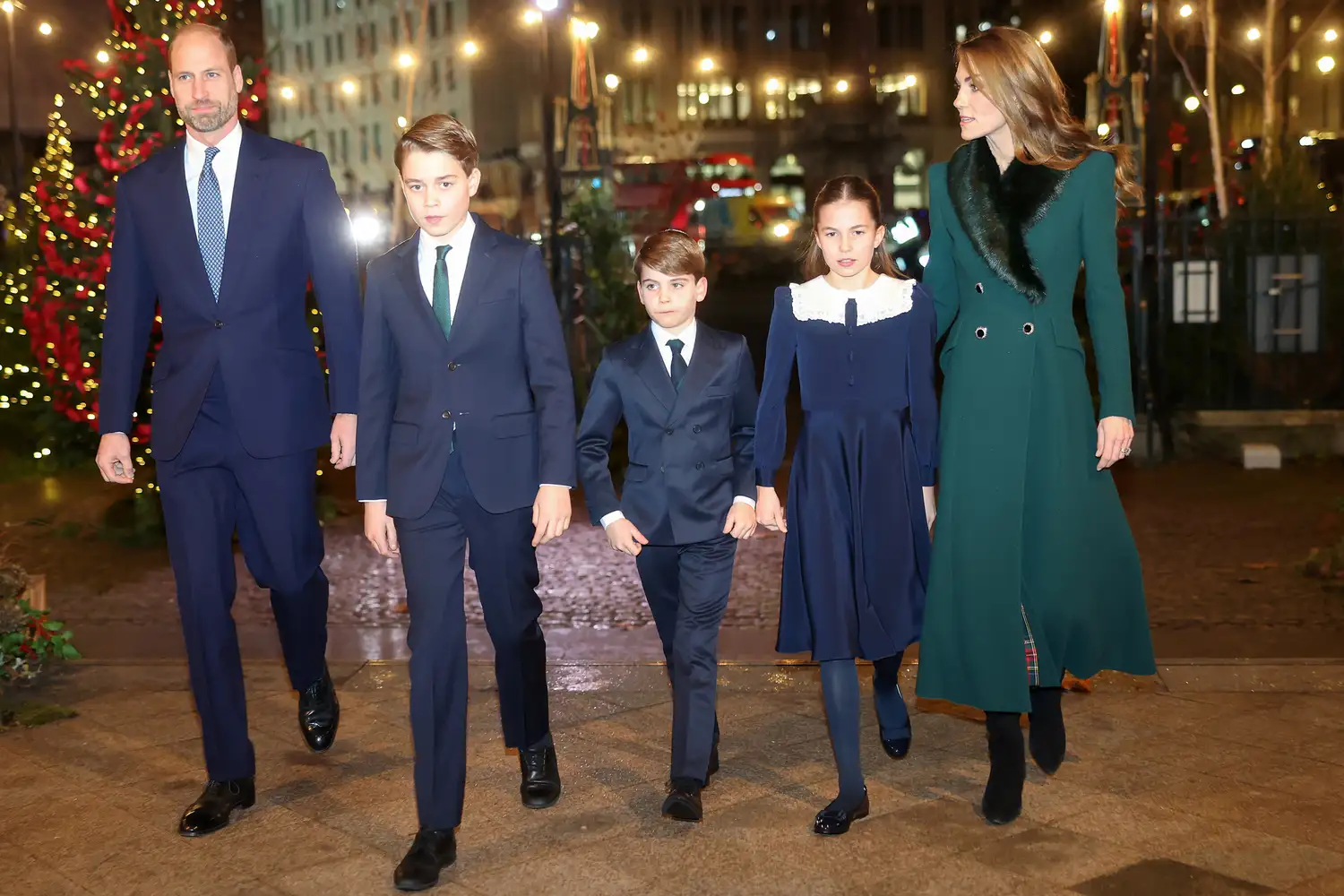 Prince William, Prince of Wales, Prince George of Wales, Prince Louis of Wales, Princess Charlotte of Wales and Catherine, Princess of Wales attend the 'Together At Christmas' Carol Service at Westminster Abbey on December 05, 2025 in London, England.