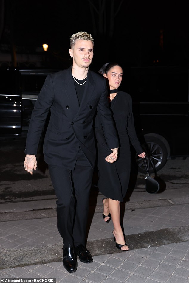 Romeo and Kim walked hand-in-hand on their way out, with the couple co-ordinating in matching all-black outfits for the evening