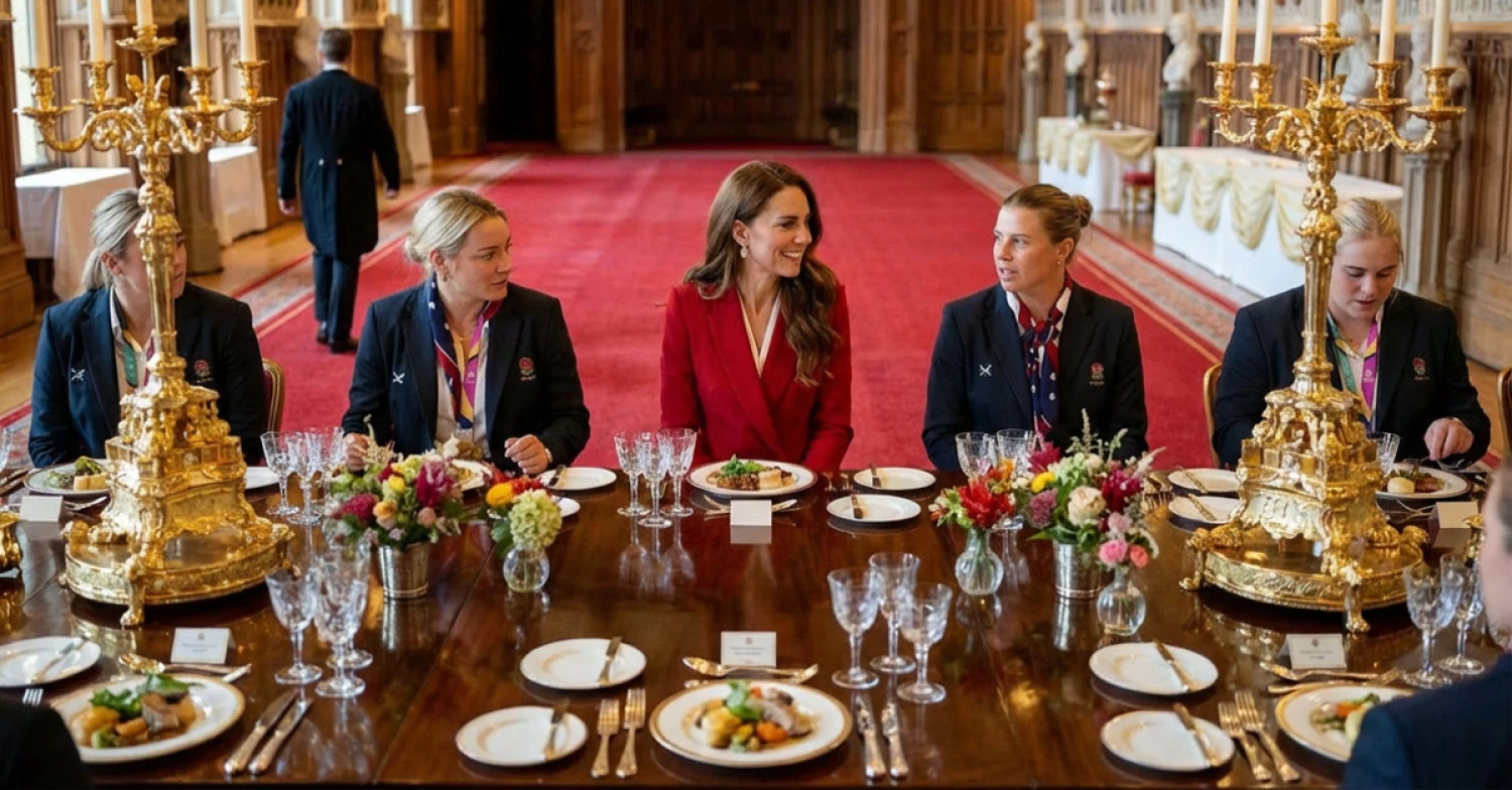 Princess Catherine hosted a lavish reception at Windsor Castle for the Women’s Rugby World Champion, featuring an extravagant menu.