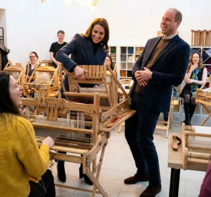 Princess Catherine is uncontrollably mischievous at a textile factory.