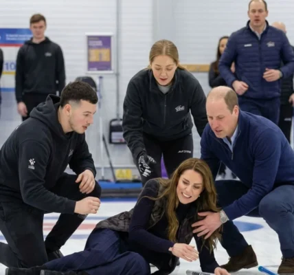 Princess Catherine “suddenly fell” while playing curling, causing Prince William to panic.