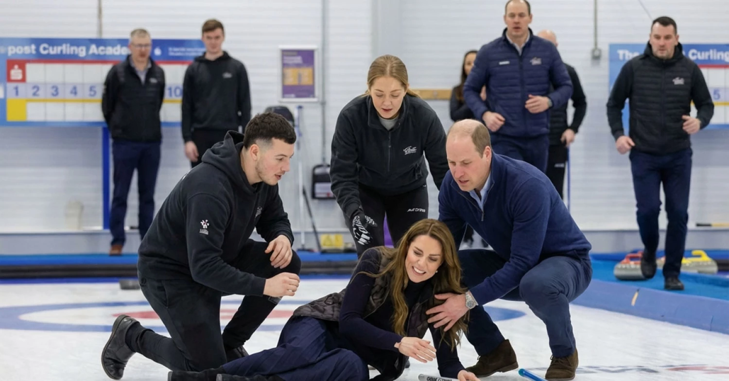 Princess Catherine “suddenly fell” while playing curling, causing Prince William to panic.