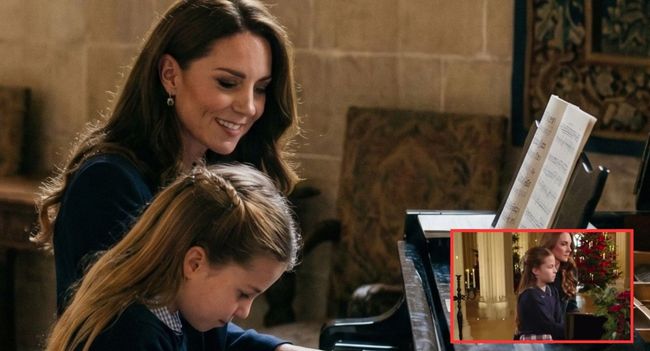 “WINDSOR CASTLE HAS STOOD FOR CENTURIES — BUT THIS MOMENT BELONGED ONLY TO THEM.” 🎹🤍 No speeches. No ceremony. Just Catherine, Princess of Wales, seated at the piano beside Princess Charlotte. A glance. A shared breath. And the soft opening notes of Holm Sound filling the Inner Hall. Charlotte hesitated once — Kate adjusted without a word. The music continued, steady, human, real. No one rushed to applaud when it ended. People needed a moment. Because this wasn’t a royal performance. It was a mother and daughter trusting each other in silence — and letting the world quietly feel it too.